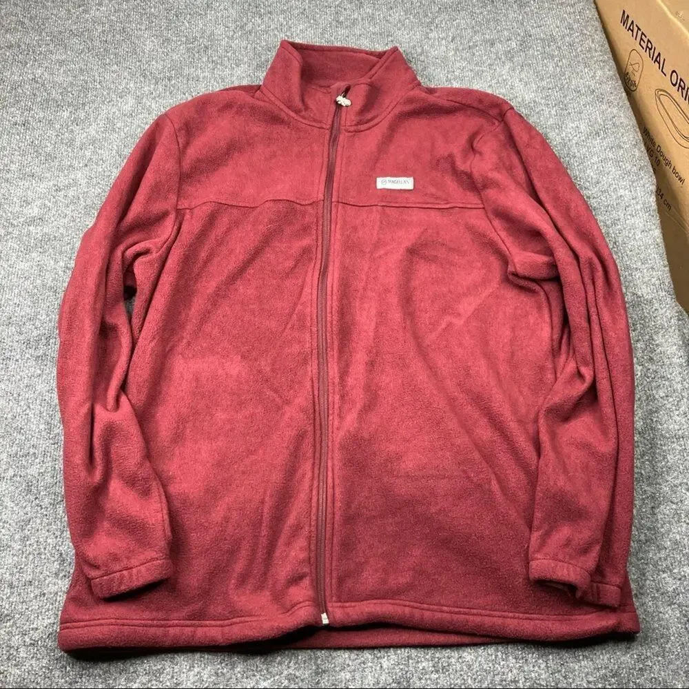 Magellan Men's maroon‎ red arctic fleece Full Zip jacket XL